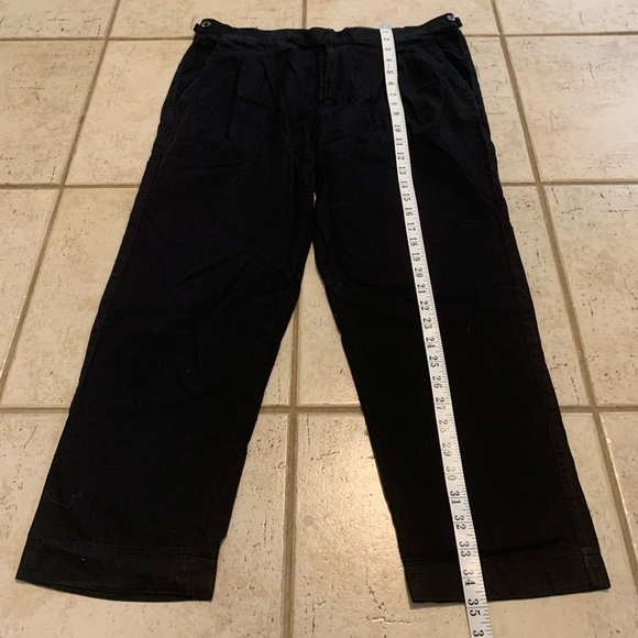 💜 Classic Black Cotton Flat-Front Trousers / Chinos - Large - Picture 5 of 7